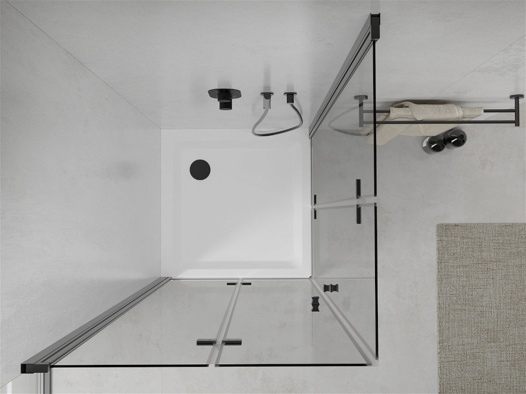 MEXEN/S - Lima Duo sprchovací kút 80 x 80, transparent, čierna + vanička so sifónom 856-080-080-70-02-4010B