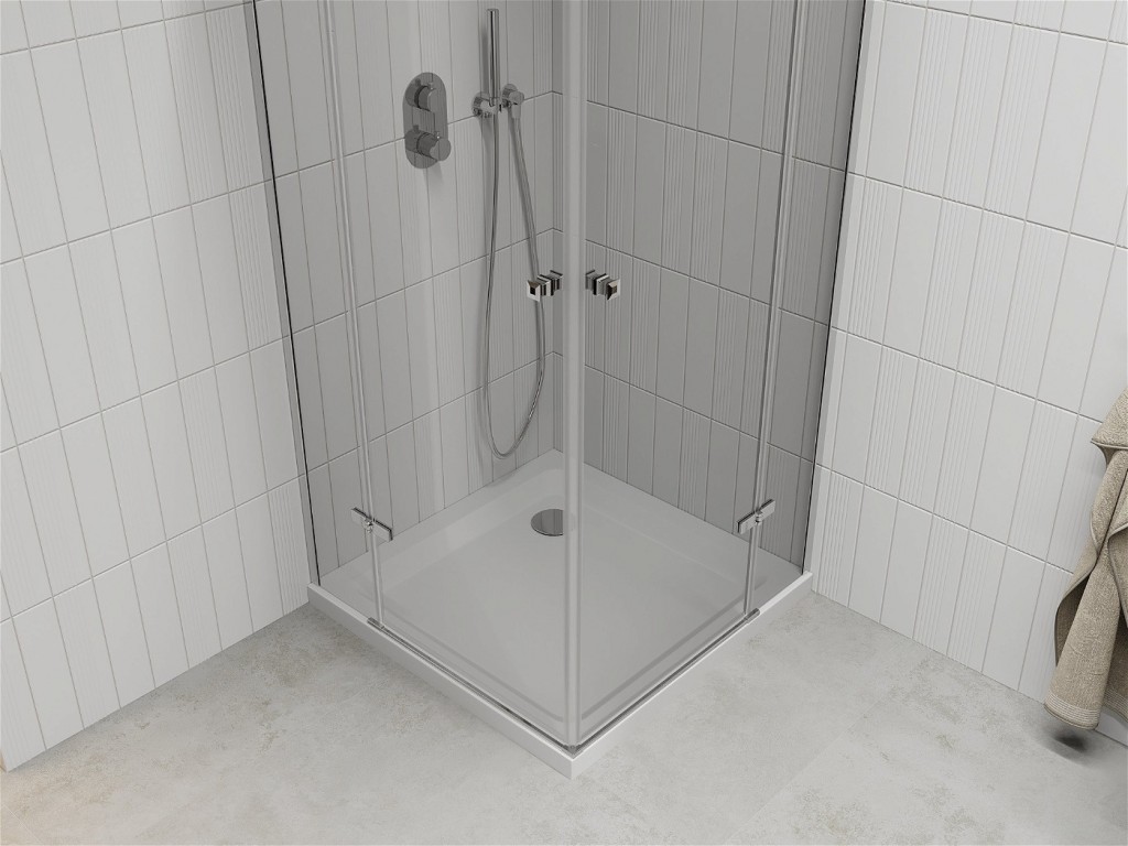 MEXEN/S - Roma Duo sprchovací kút 90x90, transparent, chróm + vanička so sifónom 854-090-090-01-02-4010