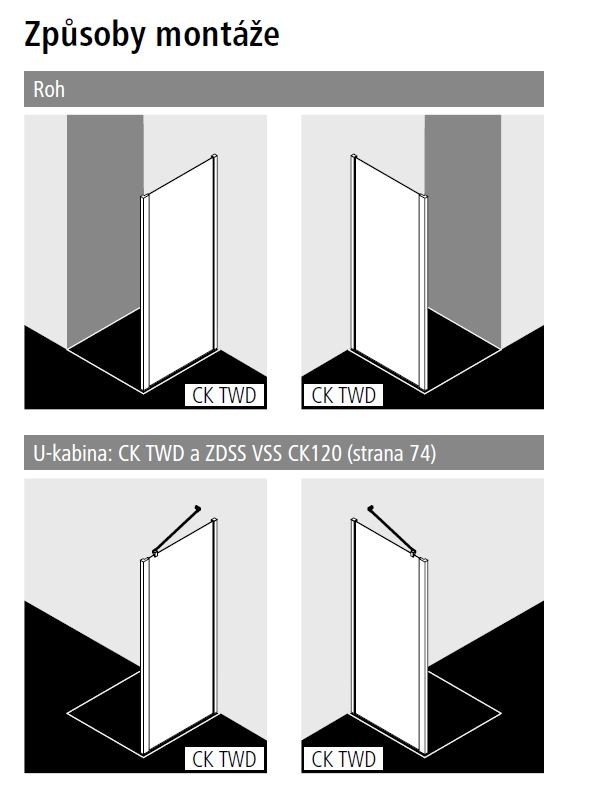 KERMI - Cada XS strieborná lesk bočná stena 800/2000 číre sklo s CadaClean CKTWD08020VPK CKTWD08020VPK