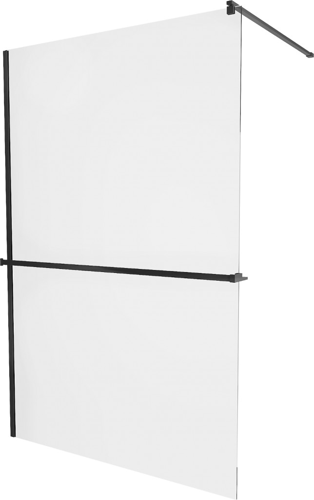 MEXEN/S - KIOTO Sprchová zástena WALK-IN s poličkou a držiakom uterákov 70 x 200, transparent 8 mm, čierna 800-070-121-70-00