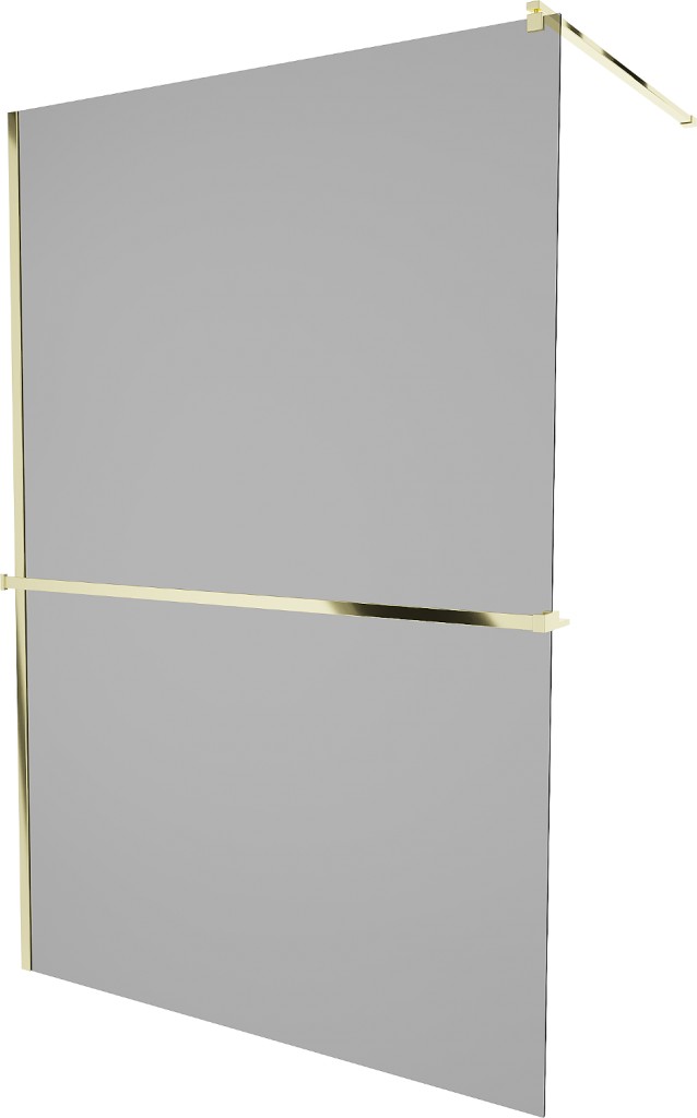 MEXEN/S - KIOTO Sprchová zástena WALK-IN s poličkou a držiakom uterákov 80 x 200, grafit 8 mm, zlatá 800-080-121-50-40
