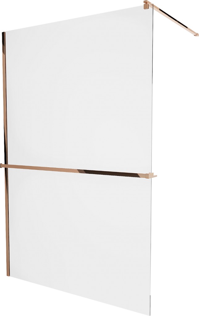 MEXEN/S - KIOTO Sprchová zástena WALK-IN s poličkou a držiakom uterákov 80 x 200, transparent 8 mm, ružové zlato 800-080-121-60-00
