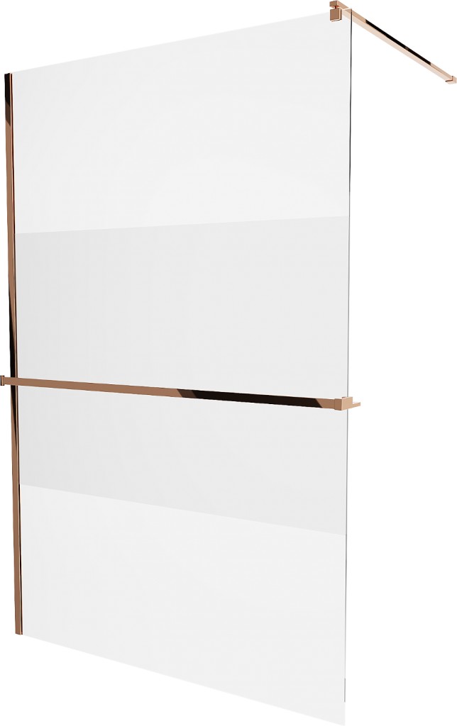 MEXEN/S - KIOTO Sprchová zástena WALK-IN s poličkou a držiakom uterákov 90 x 200, transparent/matné sklo 8 mm, ružové zlato 800-090-121-60-35