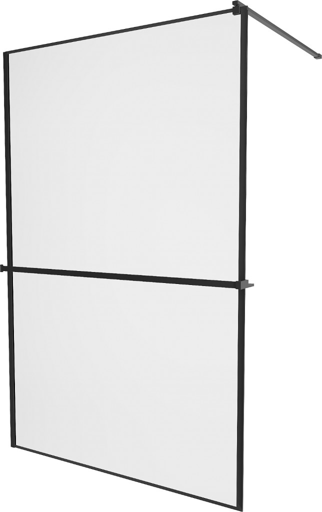 MEXEN/S - KIOTO Sprchová zástena WALK-IN s poličkou a držiakom uterákov 90 x 200, transparent/čierna 8 mm, čierna 800-090-121-70-70