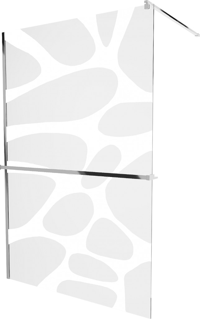 MEXEN/S - KIOTO Sprchová zástena WALK-IN s poličkou a držiakom uterákov 100 x 200, biely dekor 8 mm, chróm 800-100-121-01-97