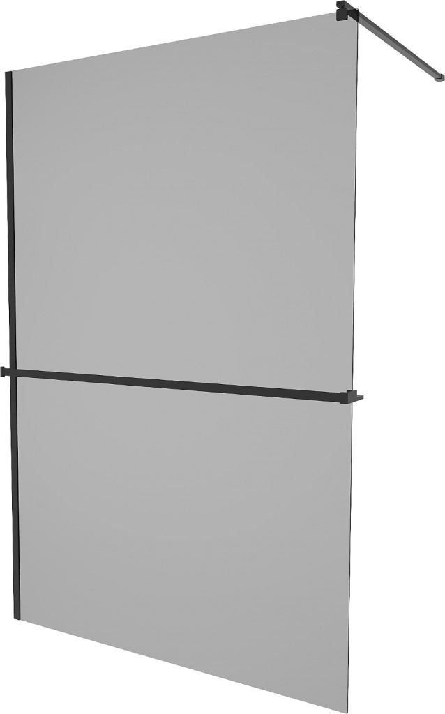 MEXEN/S - KIOTO Sprchová zástena WALK-IN s poličkou a držiakom uterákov 100 x 200, grafit 8 mm, čierna 800-100-121-70-40