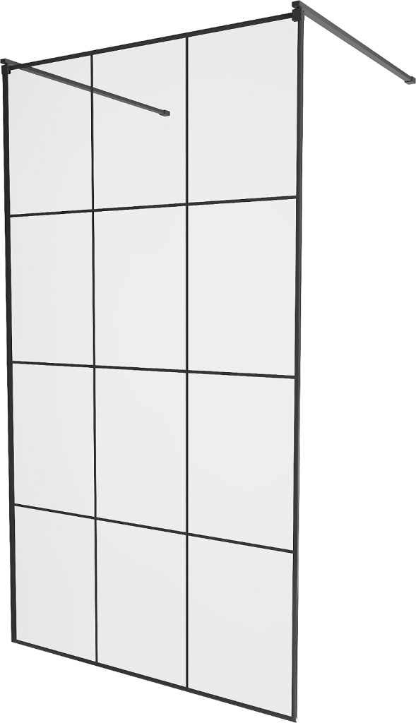 MEXEN/S - KIOTO samostatne stojaca sprchová zástena 110 x 200, transparent/čierna vzor 8 mm, čierna 800-110-002-70-77