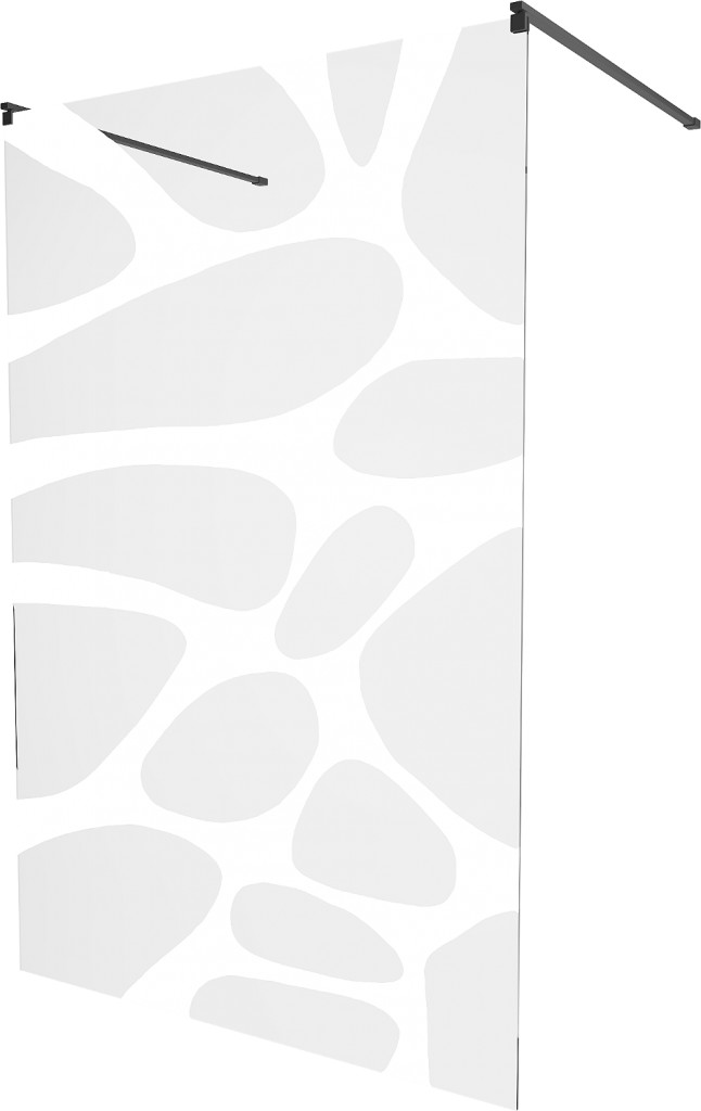 MEXEN/S - KIOTO samostatne stojaca sprchová zástena 110 x 200, transparent/biela vzor 8 mm, čierna 800-110-002-70-97