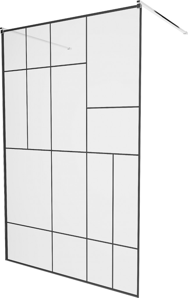 MEXEN/S - KIOTO samostatne stojaca sprchová zástena 120 x 200, transparent/čierna vzor 8 mm, chróm 800-120-002-01-78