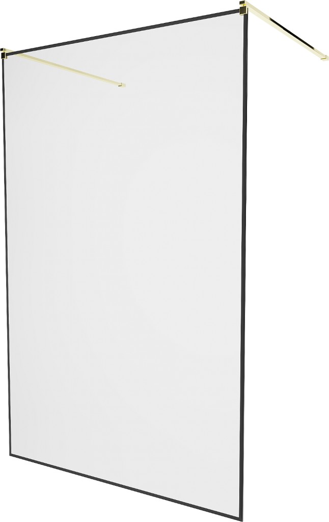 MEXEN/S - KIOTO samostatne stojaca sprchová zástena 120 x 200, transparent/čierna vzor 8 mm, zlatá 800-120-002-50-70