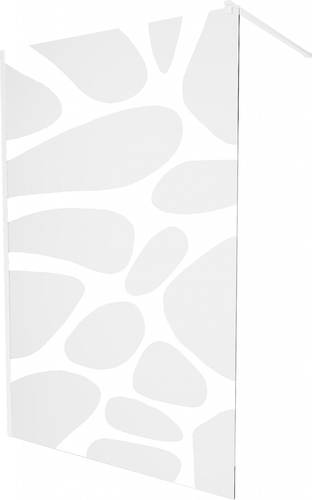 MEXEN/S - KIOTO Sprchová zástena WALK-IN 90 x 200, transparent/biely vzor 8 mm, biela 800-090-101-20-97