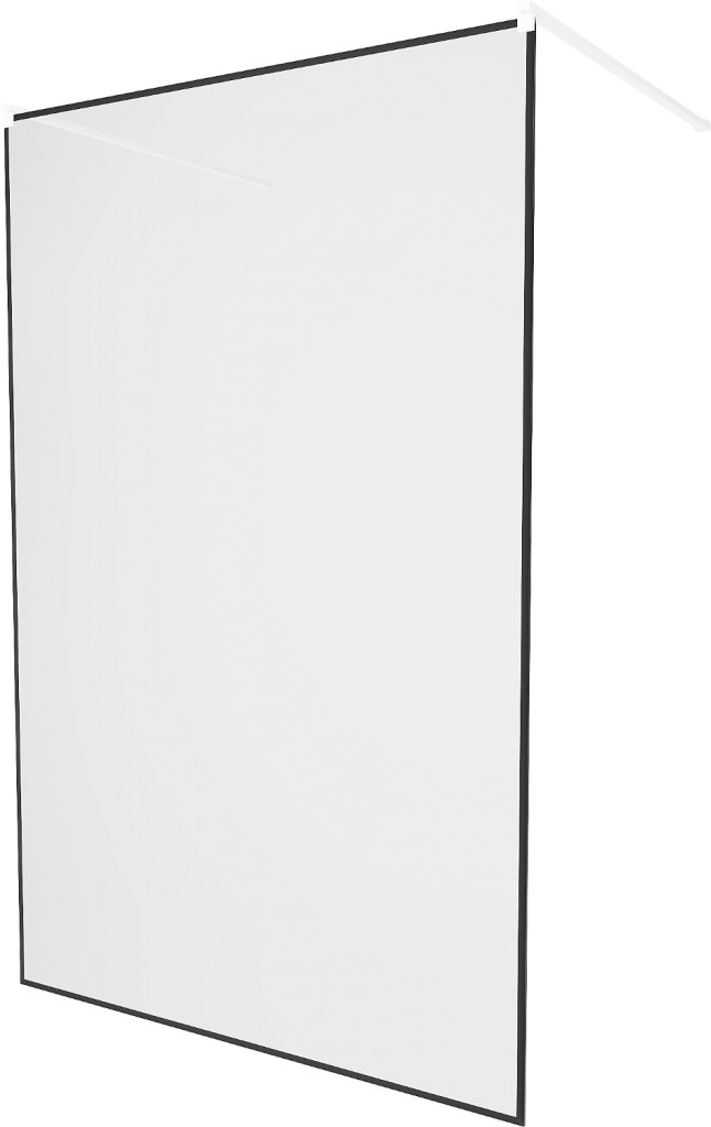 MEXEN/S - KIOTO samostatne stojaca sprchová zástena 100 x 200, transparent/čierny vzor 8 mm, biela 800-100-002-20-70