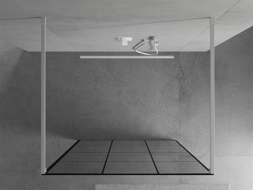 MEXEN/S - KIOTO samostatne stojaca sprchová zástena 100 x 200, transparent/čierny vzor 8 mm, biela 800-100-002-20-77