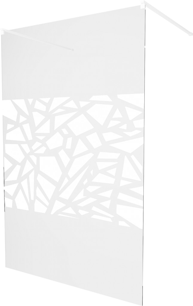 MEXEN/S - KIOTO samostatne stojaca sprchová zástena 110 x 200, transparent/biely vzor 8 mm, biela 800-110-002-20-85