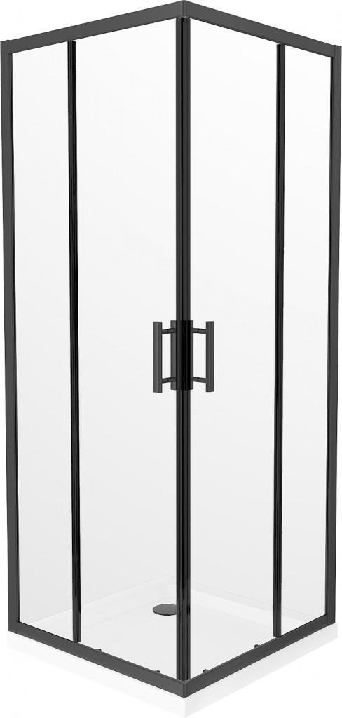 MEXEN/S - Rio sprchovací kút štvorec 70x70, transparent, čierna + biela vanička so sifónom 860-070-070-70-00-4010B