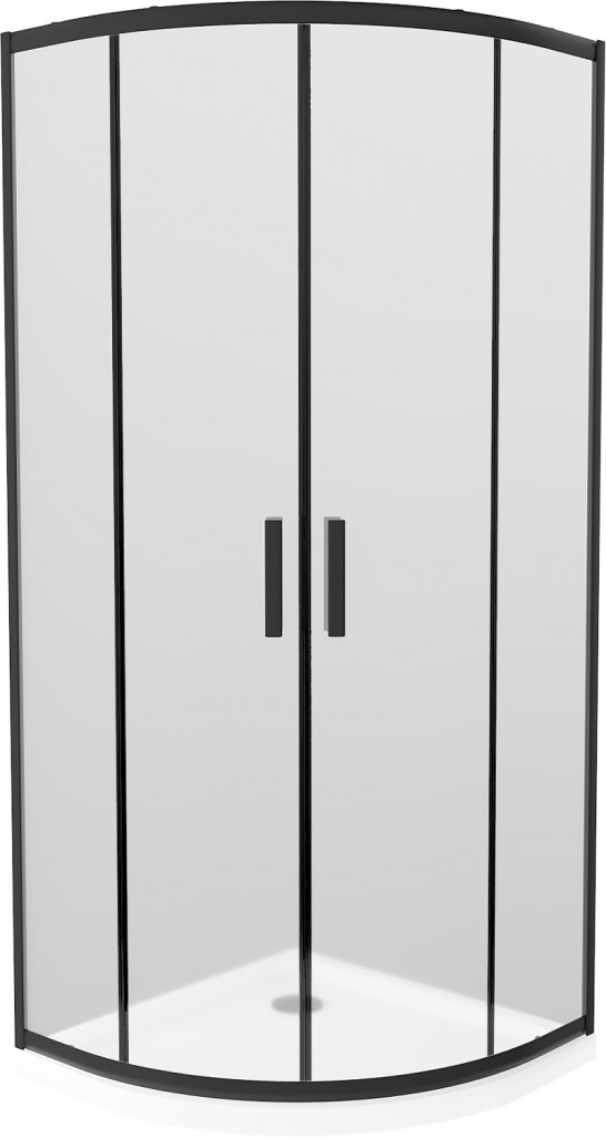 MEXEN/S - Apia sprchovací kút štvrťkruh 90x90, dekor, čierna + biela vanička so sifónom 863-090-090-70-30-4110B