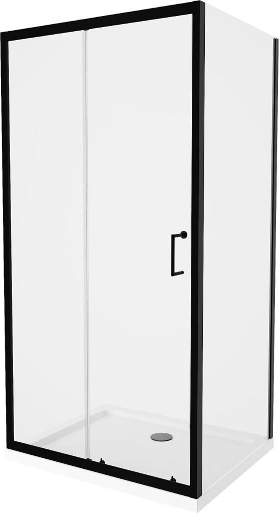 MEXEN/S - Apia Sprchovací kút 110x70, transparent, čierna + vanička so sifónom 840-110-070-70-00-4010B