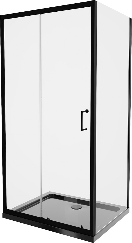 MEXEN/S - Apia Sprchovací kút 130x100, transparent, čierna + vanička so sifónom 840-130-100-70-00-4070B