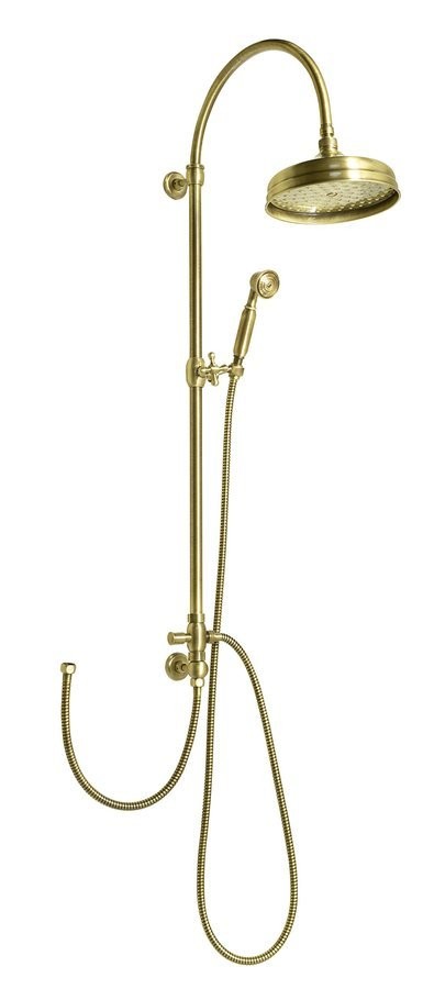 SAPHO - VANITY sprchový stĺp s pripojením vody na batériu, hlavová a ručná sprcha, bronz SET066