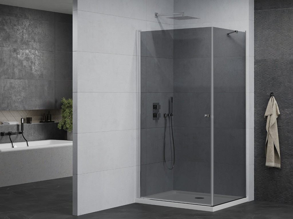 MEXEN/S - Pretória sprchovací kút 70x110, grafit, chróm + sprchová vanička vrátane sifónu 852-070-110-01-40-4010