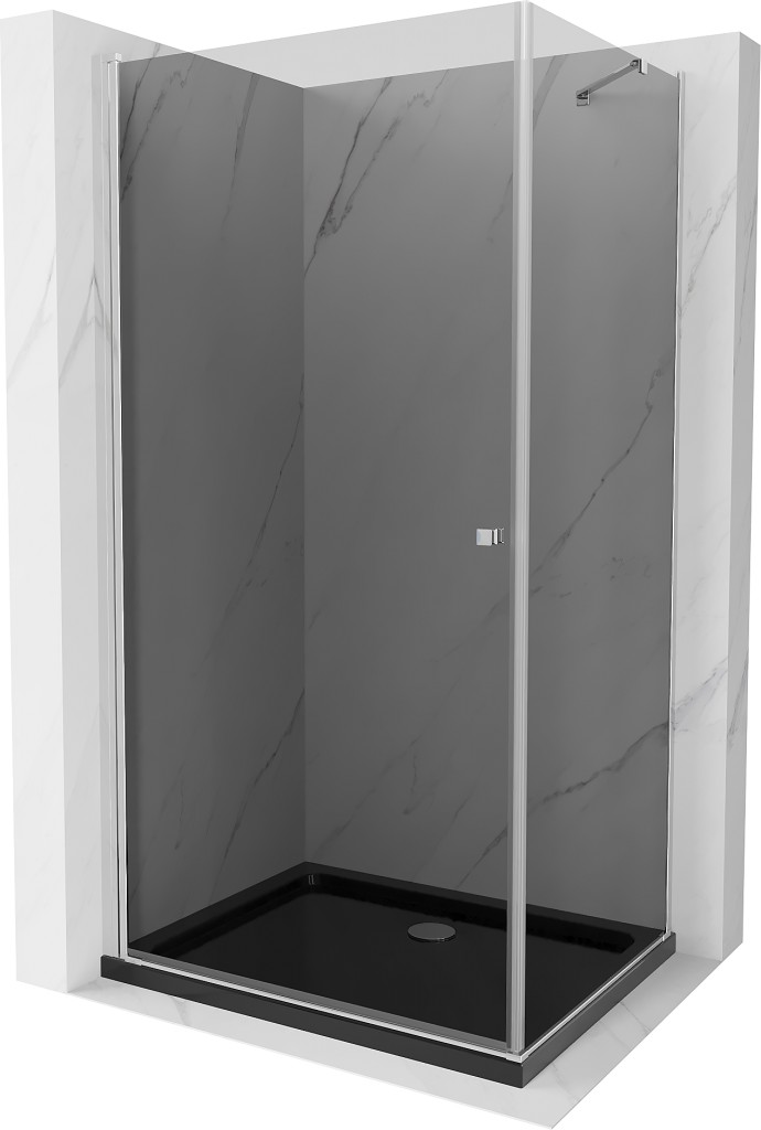MEXEN/S - Pretória sprchovací kút 80x90, grafit, chróm + sprchová vanička vrátane sifónu 852-080-090-01-40-4070