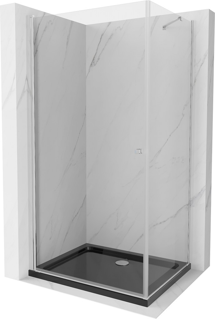 MEXEN/S - Pretória sprchovací kút 80x110, transparent, chróm + sprchová vanička vrátane sifónu 852-080-110-01-00-4070