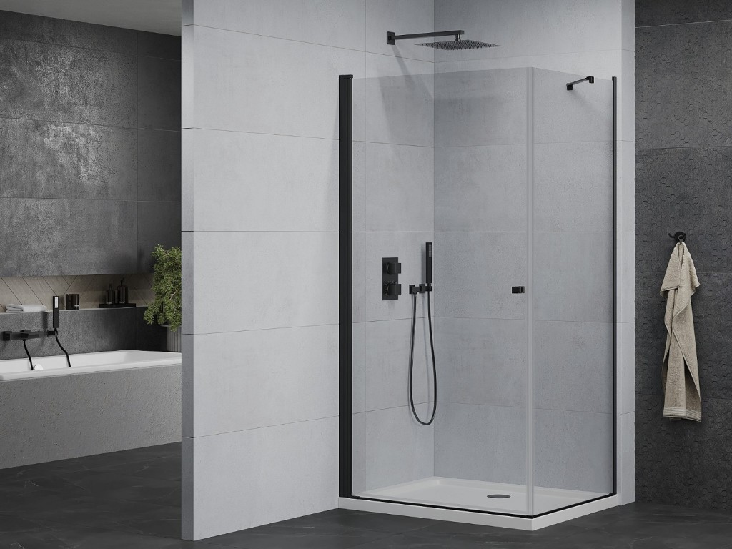 MEXEN/S - Pretória sprchovací kút 80x110, transparent, čierna + sprchová vanička vrátane sifónu 852-080-110-70-00-4010B