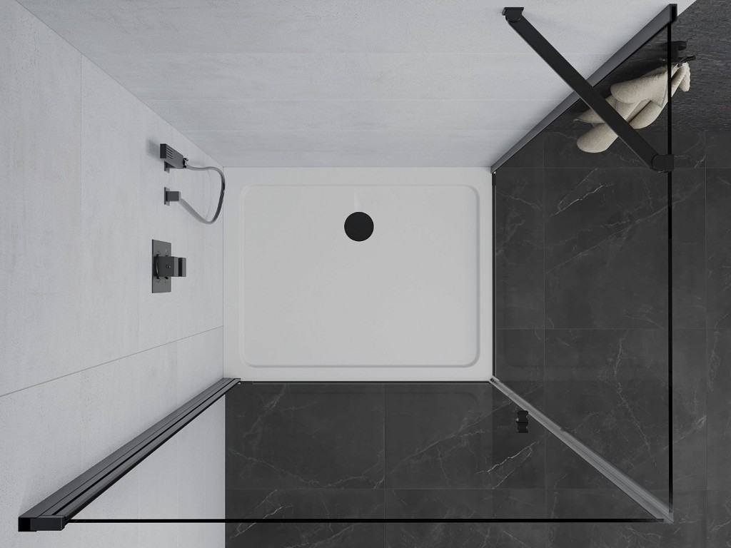 MEXEN/S - Pretória sprchovací kút 80x110, transparent, čierna + sprchová vanička vrátane sifónu 852-080-110-70-00-4010B
