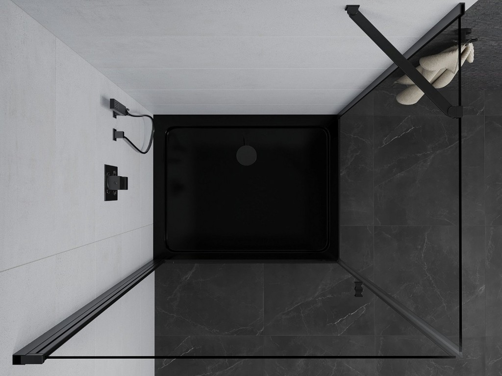 MEXEN/S - Pretória sprchovací kút 90x70, transparent, čierna + sprchová vanička vrátane sifónu 852-090-070-70-00-4070B