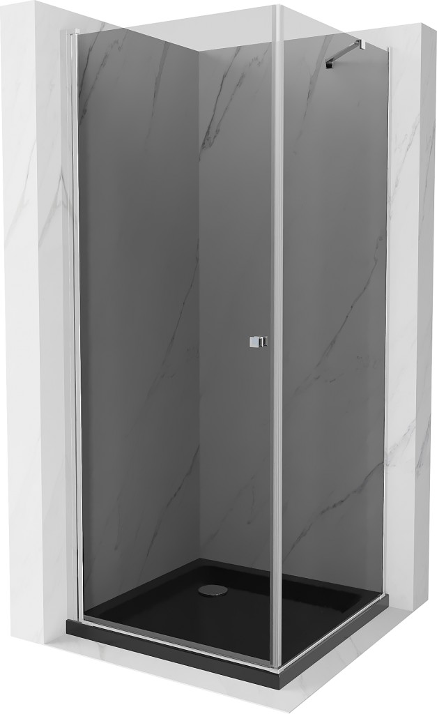 MEXEN/S - Pretória sprchovací kút 90x90, grafit, chróm + sprchová vanička vrátane sifónu 852-090-090-01-40-4070
