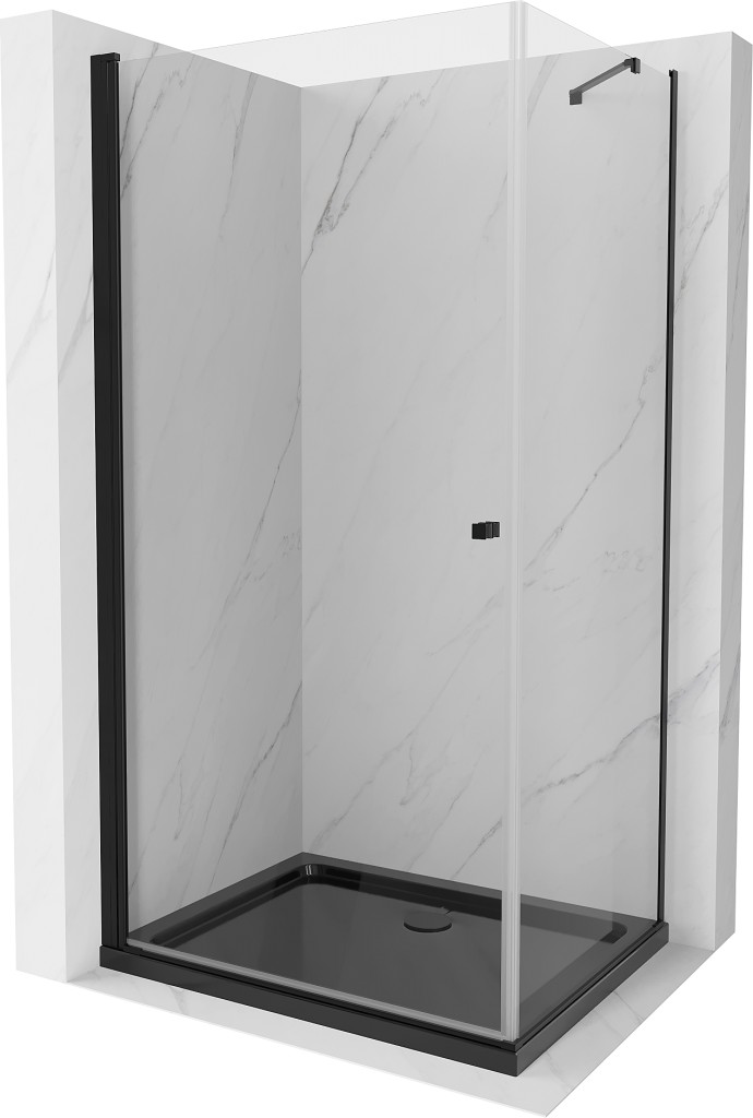 MEXEN/S - Pretória sprchovací kút 100x70, transparent, čierna + sprchová vanička vrátane sifónu 852-100-070-70-00-4070B