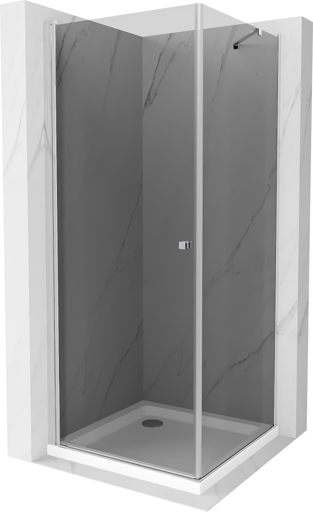 MEXEN/S - Pretória sprchovací kút 100x100, grafit, chróm + sprchová vanička vrátane sifónu 852-100-100-01-40-4010