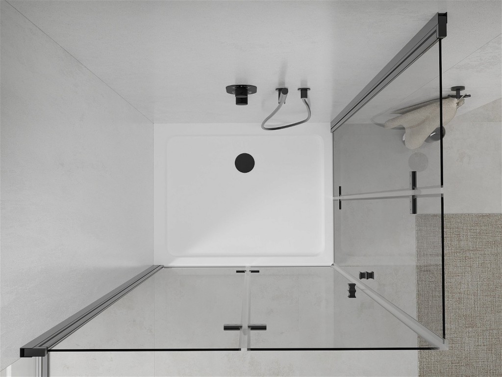 MEXEN/S - Lima Duo sprchovací kút 90x80, transparent, čierna + vanička so sifónom 856-090-080-70-02-4010B