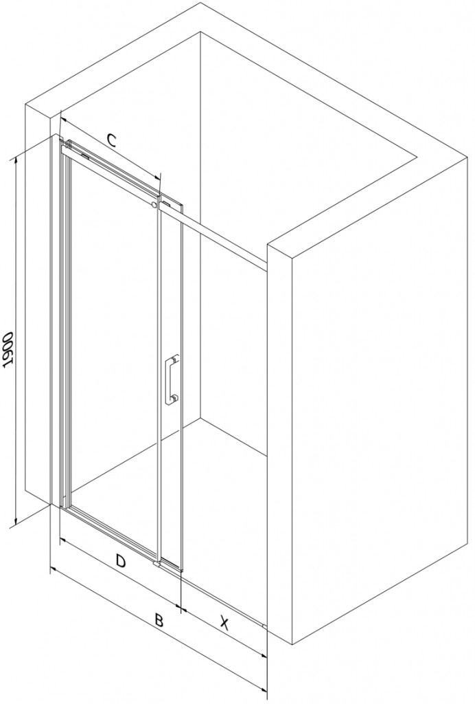 MEXEN - Omega posuvné sprchové dvere 100, transparent, chróm so sadou pre niku 825-100-000-01-00