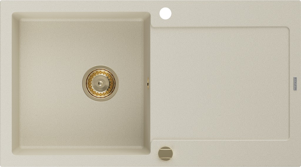 MEXEN/S MEXEN/S - Leo granitový drez 1 s odkvapkávačom 900x500 mm, béžová, + zlatý sifón 6501901010-69-G