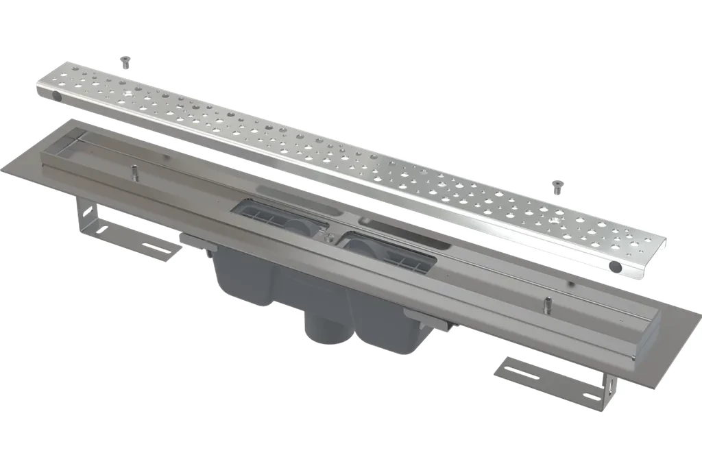 E-shop Alcadrain Podlahový žľab Antivandal s roštom, zvislý odtok APZ1011-850L APZ1011-850L