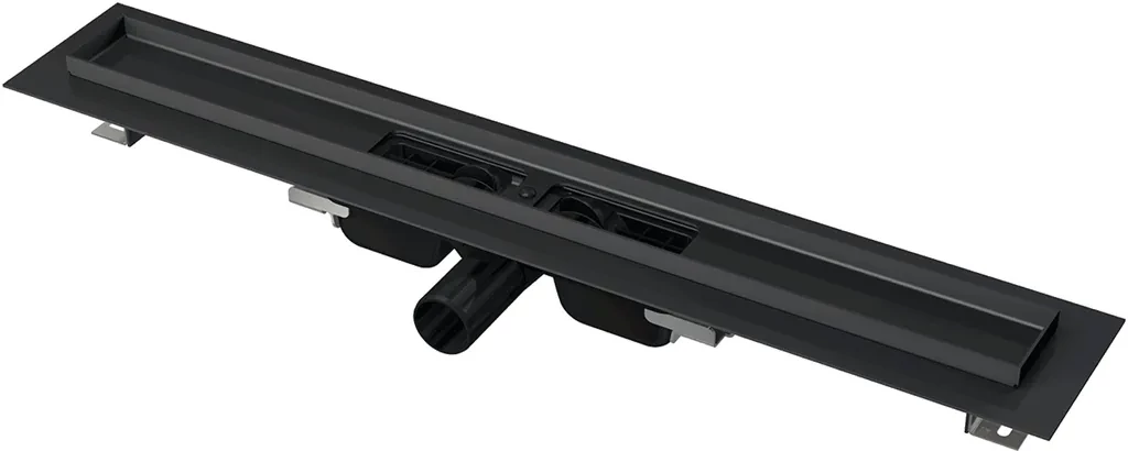 E-shop Alcadrain Podlahový žľab s okrajom pre perforovaný rošt, čierna-mat APZ101BLACK-1150 APZ101BLACK-1150