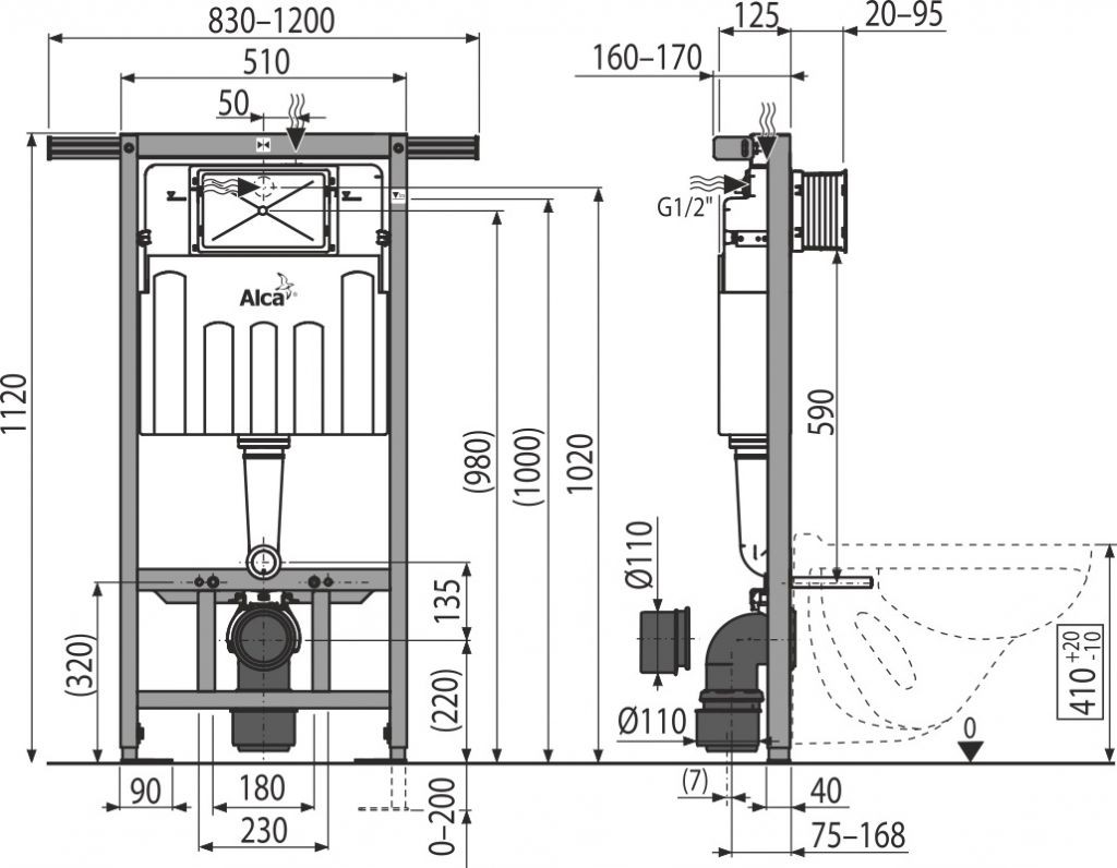 ALCADRAIN Jádromodul - predstenový inštalačný systém s bielym tlačidlom M1710 + WC MYJOYS MY1 + SEDADLO AM102/1120 M1710 MY1