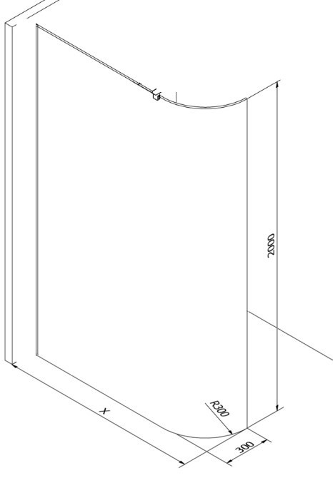 MEXEN - KIOTO walk-in 110x200 cm 8mm, transparent samostatné sklo zaoblené 800-110-000-00-06