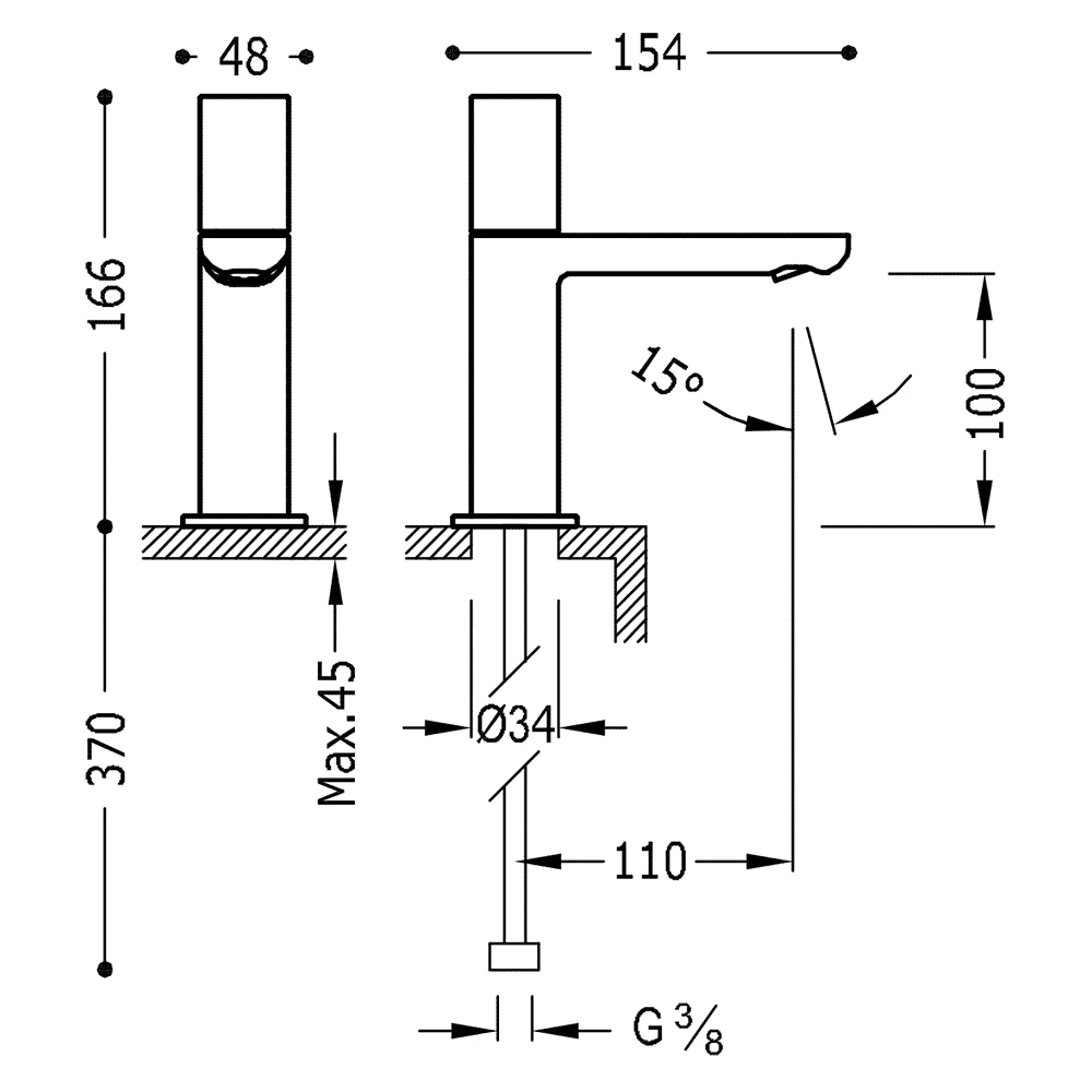 TRES LOFT biela-mat Umývadlová batéria ventil pre jednu vodu 20050301BM TG 20050301BM
