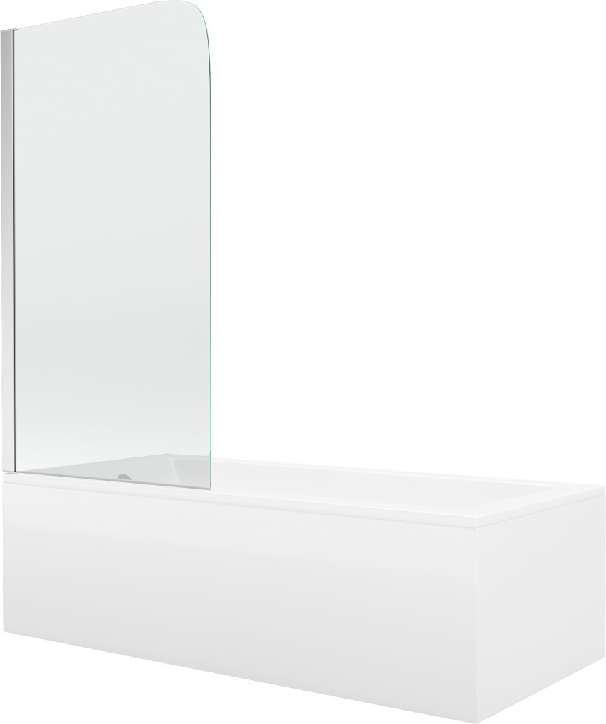 MEXEN/S - Cubik obdĺžniková vaňa 160 x 70 cm s panelom + vaňová zástena 80 cm, transparent, chróm 550316070X9008010100