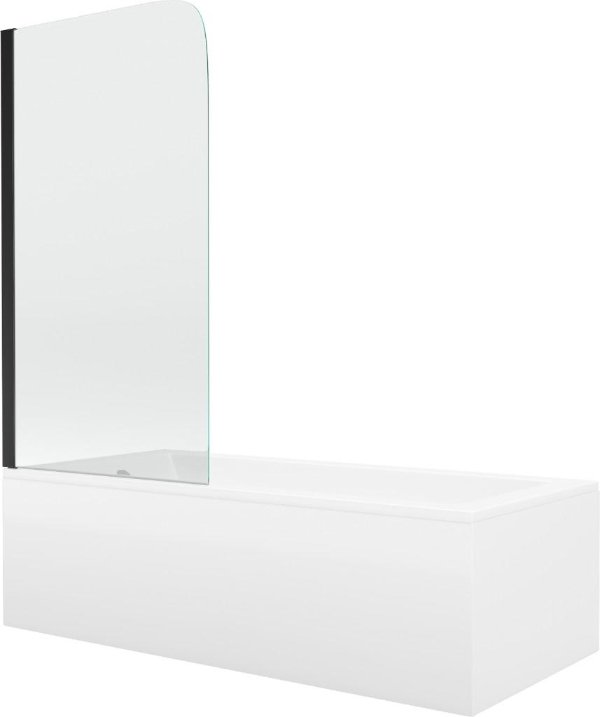 MEXEN/S - Cubik obdĺžniková vaňa 170 x 70 cm s panelom + vaňová zástena 70 cm, transparent, čierna 550317070X9007017000