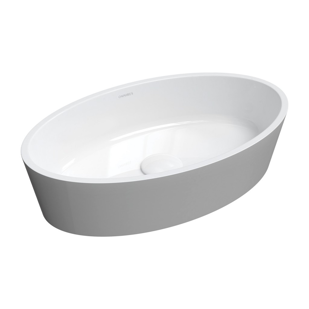OMNIRES - BARI M+ umývadlo na dosku, 50 x 30 cm biela / šedá lesk /BSP/ BARI500UNBSP