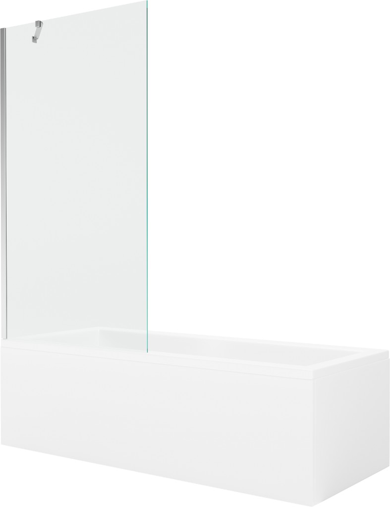 MEXEN/S - Cubik obdĺžniková vaňa 150 x 70 cm s panelom + vaňová zástena 90 cm, transparent, chróm 550315070X9509000001