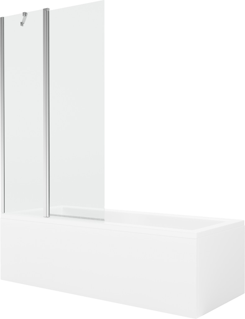 MEXEN/S - Cubik obdĺžniková vaňa 150 x 70 cm s panelom + vaňová zástena 100 cm, transparent, chróm 550315070X9401010100