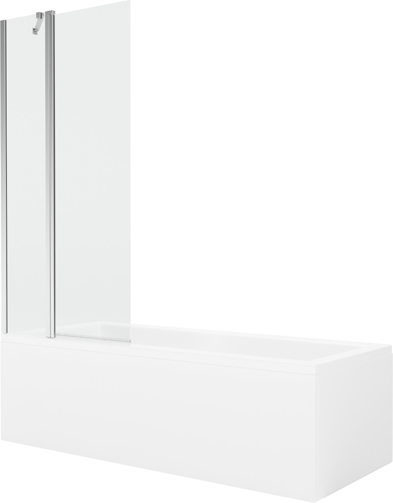 MEXEN/S - Cubik obdĺžniková vaňa 160 x 70 cm s panelom + vaňová zástena 80 cm, transparent, chróm 550316070X9408110100