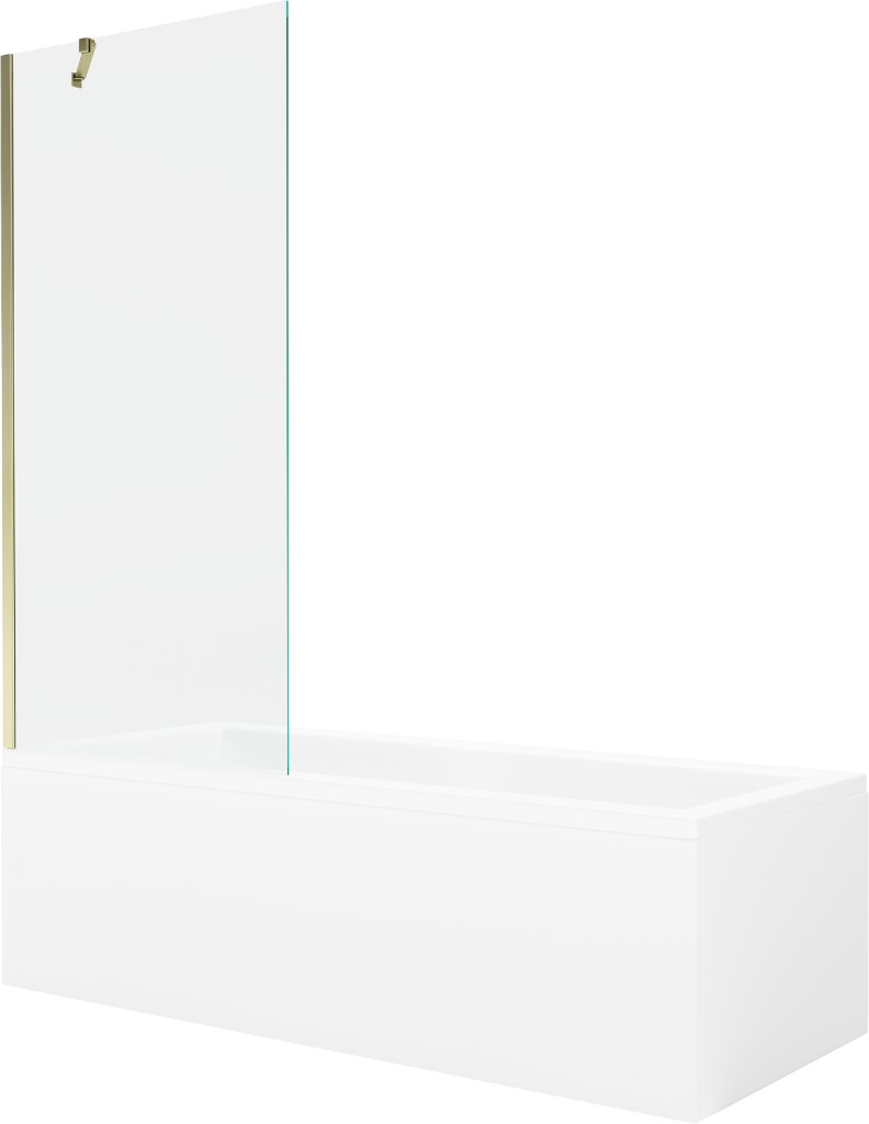 MEXEN/S - Cubik obdĺžniková vaňa 170 x 70 cm s panelom + vaňová zástena 80 cm, transparent, zlatá 550317070X9508000050