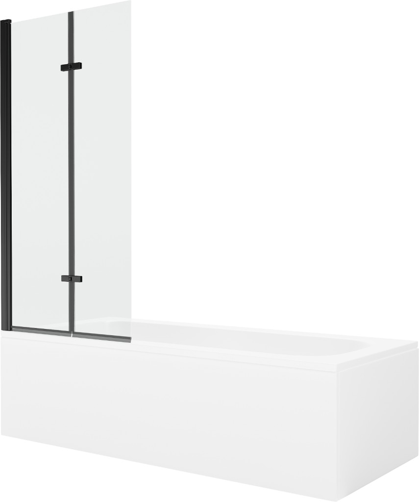 MEXEN/S - Vega obdĺžniková vaňa 180 x 80 cm s panelom + vaňová zástena 80 cm, transparent, čierna 550118080X9208027000