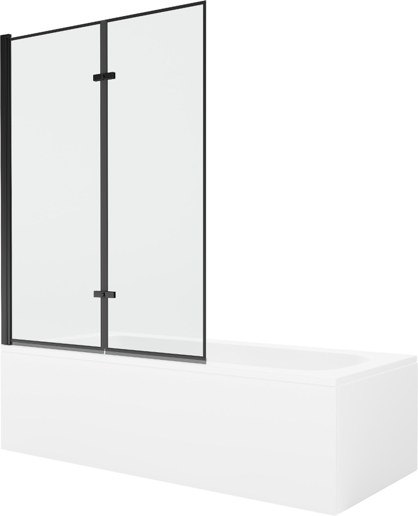 MEXEN/S - Vega obdĺžniková vaňa 180 x 80 cm s panelom + vaňová zástena 120 cm, čierna vzor 550118080X9212027070