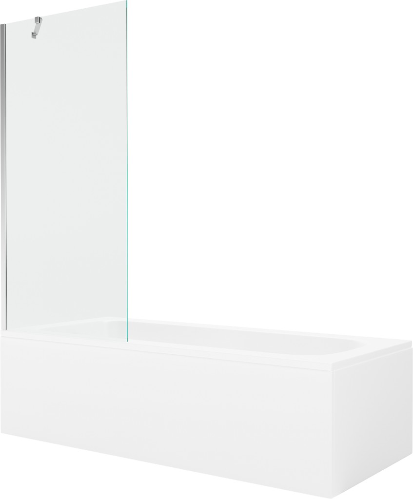 MEXEN/S - Vega obdĺžniková vaňa 180 x 80 cm s panelom + vaňová zástena 80 cm, transparent, chróm 550118080X9508000001